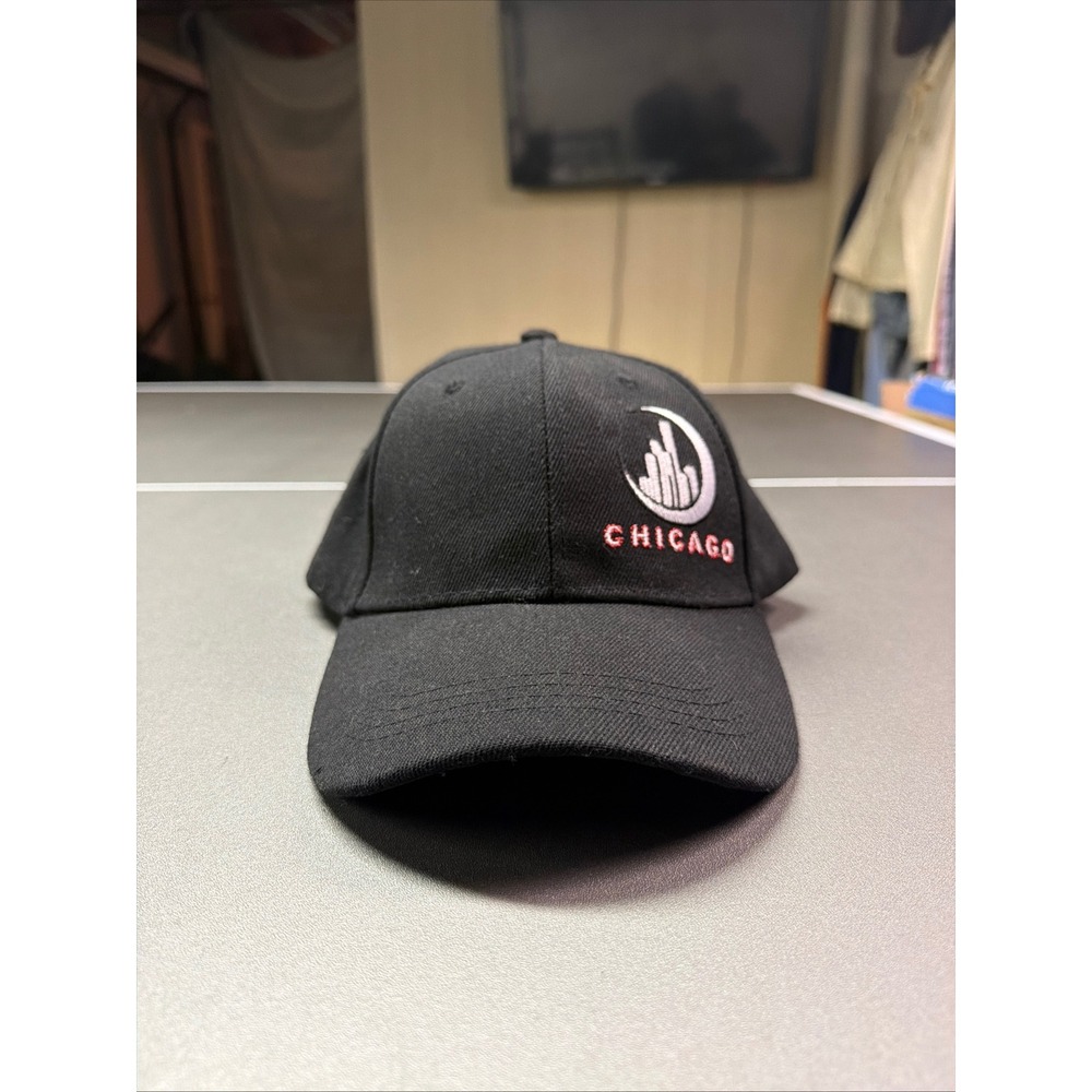 NEW Chicago Skyline Logo Black Adjustable Dad Hat Baseball Cap City Souvenir